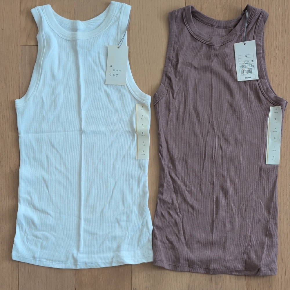 A New Day Kids Tank Tops - Cream and Brown